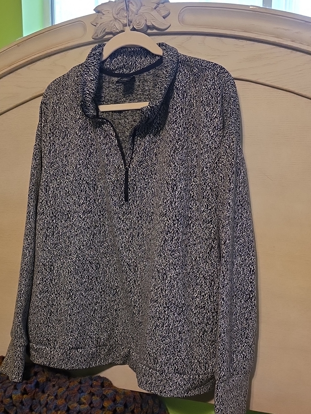 Women's Avia Quarter-Zip Marled Knit Sweater - Black & White Size 22